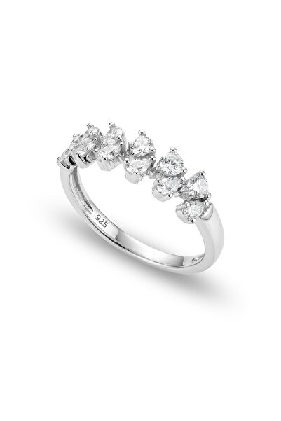 Söğütlü Silver 925 Ayar Gümüş Yüzük Damla Kesim Zirkon Taşlı Işıltılı Fantezi...
