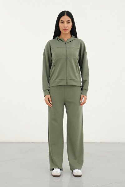 Shooter Sportswear طقم بدلة رياضية نسائية من قماش المودال بغطاء للرأس وسحاب ع...