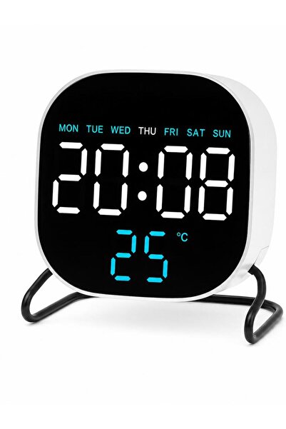 valkyrie LED Dijital Masa Saati Mavi Derece Çift Alarm Sıcaklık Göstergesi 3 ...