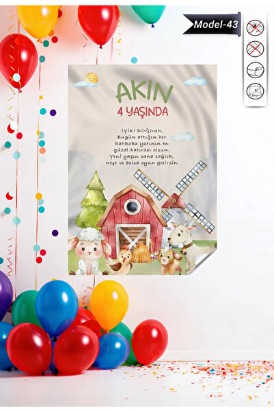 Akıllı Kağıt Statik Tutunma Özellikli Doğum Günü Tablo - Poster Özel Gün ( Mo...
