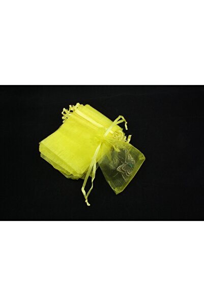 Saculet organza galben (50 bucati/set) 6,5x8cm