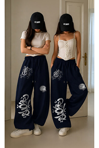 De Carte 2-pack Graffiti Smk Axolotl Printed Oversize Loose Fit Navy Blue+Dar...