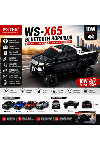 CEBE İLETİŞİM WS-X65 Bluetooth Hoparlör Araç Tasarımlı 10W Güçlü Ses USB TF A...