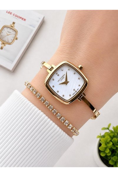 Lee Cooper Gold Minimal Thin Bracelet Women's Wristwatch Stylish and Elegant 2 Years Warranty+Wristband C8353.120
