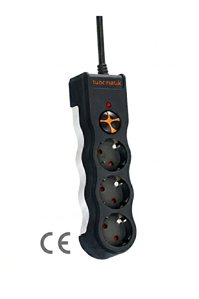 Tunçmatik 3'LÜ 1,5 METRE KABLOLU Akım Korumalı Priz 1050 Joule – Çocuk Kilitl...