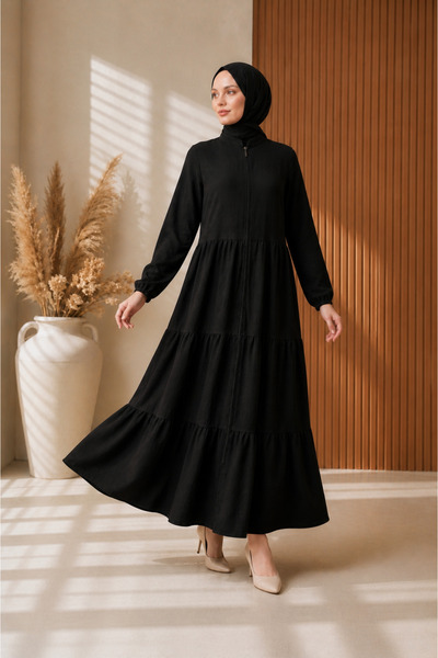 MODAASİ Layered Casual Cut Ferace – Daily Stylish Comfortable Islamic Dress