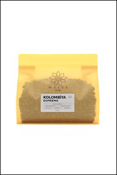 Wayta Coffee Colombia Supremo Çekirdek Kahve 1000 g –%100 Arabica Çekirdek Kahve