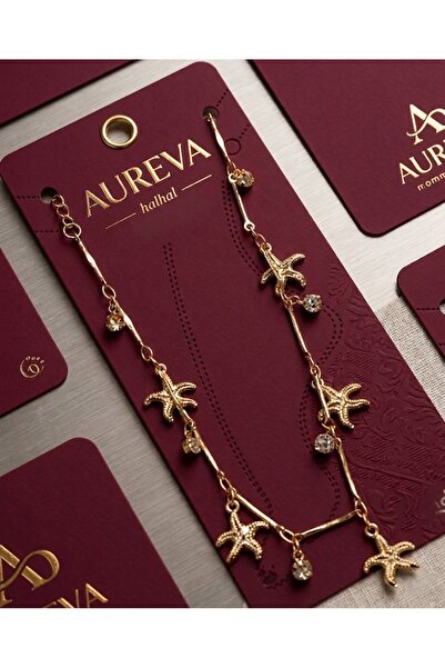 AUREVA سلسلة كاحل ذهبية مرصعة بحجر النجمة البحرية / الزركون من Vibe