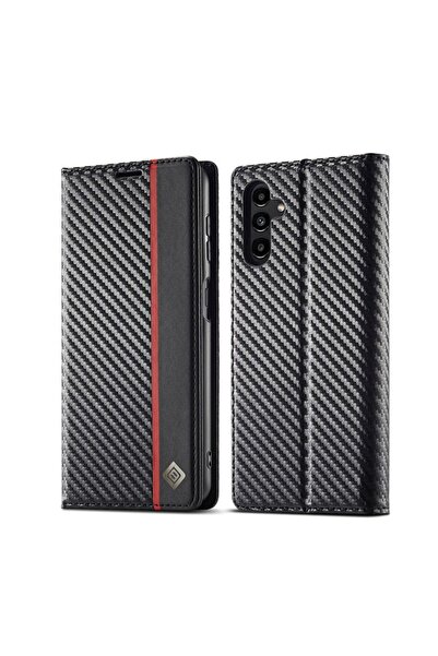 LC.IMEEKE Carbon Fiber Θήκη Βιβλίο Vertical Black (Samsung Galaxy S24 FE 5G)