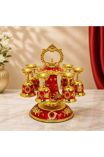 hediyeconcepti 6’lı Lüks Sunum ve Dekoratif Kadeh Seti – Gold Detaylı Özel Ta...