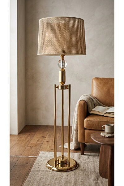 Decodelight Gold Meşale Model Kristal Taşlı Metal Ayaklı Pileli, Hazeran ve K...