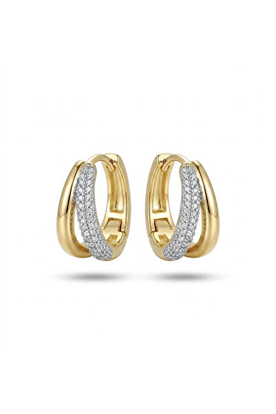 h&b design jewel Çelik Mini Çift Renk Halka Küpe