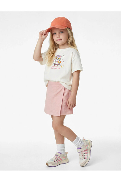 Koton Kedi Baskılı Ekru Kız Bebek T-Shirt 6Smg10150Ak