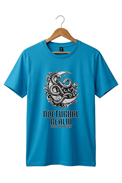 onsrawear تي شيرت أساسي فاخر مطبوع عليه ثعبان ونصف قمر من نوع Gothic Nocturna...