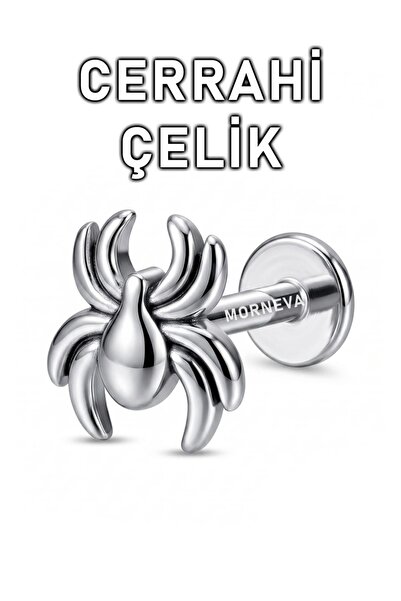 MORNEVA Cerrahi Çelik Taşsız Örümcek Helix Conch Tragus Kulak Piercingi (1 Adet)