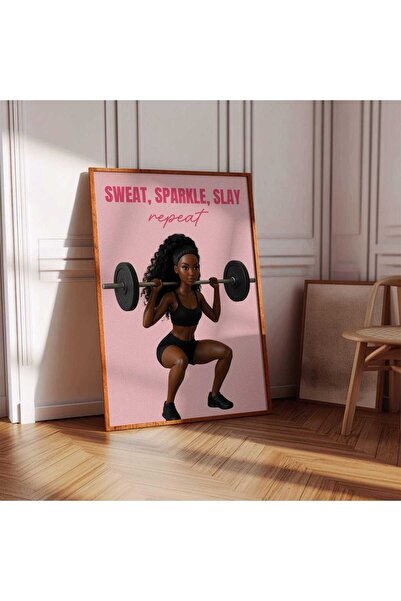 NinaStore Fit Kız Spor Salonu Posteri: Ağırlık Kaldırma ve Çömelme Sanatı (ba...