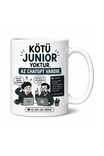 Çakaldere Yazılım "Kötü Junior Yoktur" Yazılımcı Kupa Bardağı – AI Destekli Seri