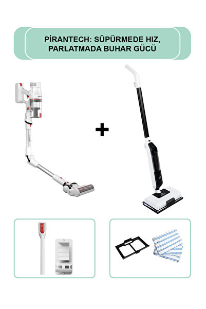 PiranTech ES-330 Kablosuz Dikey Süpürge & CB-702 Profesyonel Buharlı Mop & Te...