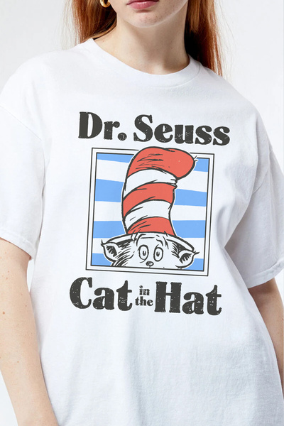 Tee&more. Unisex Oversize Dr. Seuss Cat in the Hat Printed Premium T-Shirt