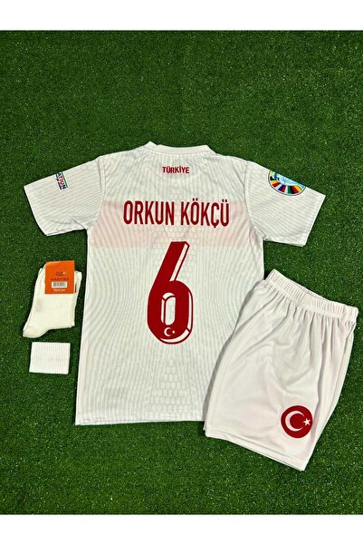 BYSPORTAKUS Türkiye Euro 2024 YUNUS AKGÜN Çocuk Forması 4'lü Set (BEYAZ)