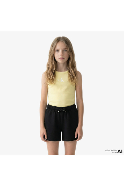 Calvin Klein Logo Çocuk Sarı Kolsuz T-Shirt