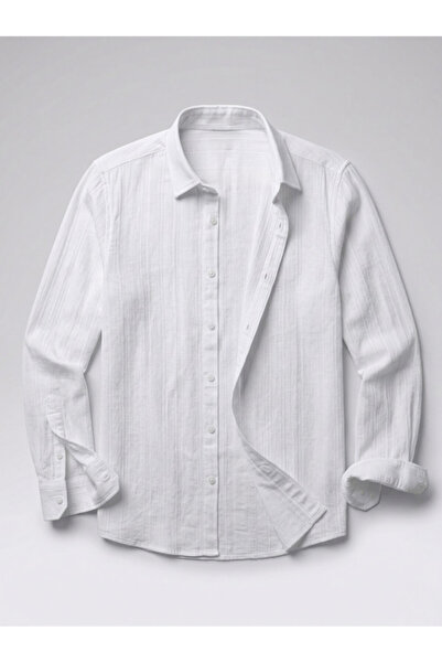 Efnaz style Men's Dobby Half Oversize Muslin Shirt