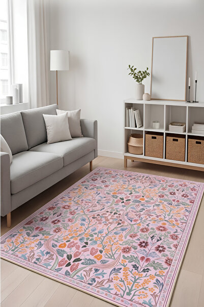 GECE HOME Dijital Kaymaz Baskılı Yıkanabilir Renkli Salon Halısı Mutfak Halıs...