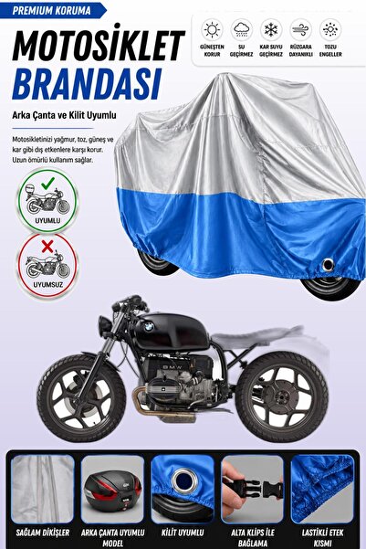 Cemku Double غطاء علوي رمادي - سفلي أزرق، غطاء خلفي متوافق مع دراجة BMW R 65 ...