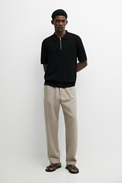 Massimo Dutti Fermuarlı polo yaka triko kazak