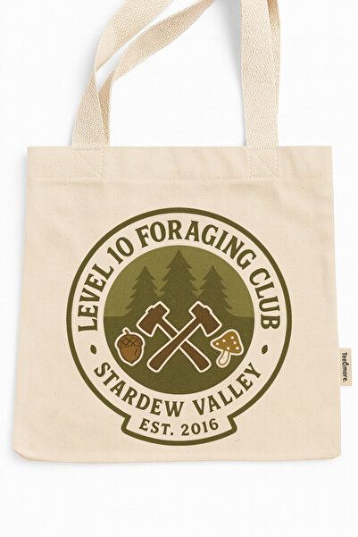 Tee&more. حقيبة قماشية مطبوعة من ستارديو فالي Lvl 10 Foraging Club مع شريط في...