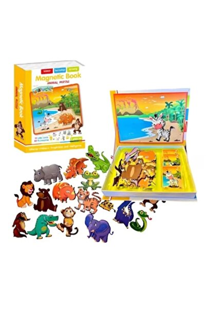 Stuniko ® Educational Magnetic Book Animal Puzzle, 19 Cards, 62 Magnetic Acce...