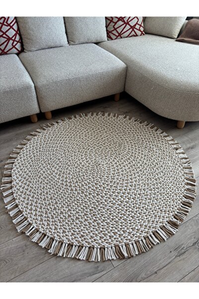 MaVaux Linea Saç Örgü Halı, Kilim Yuvarlak Modern Hasır Halat Özel Tasarım Sa...
