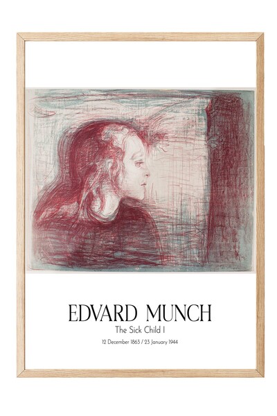 Postifull Edvard Munch - Bolesno dete I, slika u drvenom okviru, umetnička se...