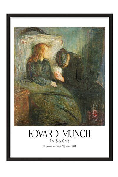 Postifull Edvard Munch - Bolesno dete, slika u crnom okviru, umetnička serija...
