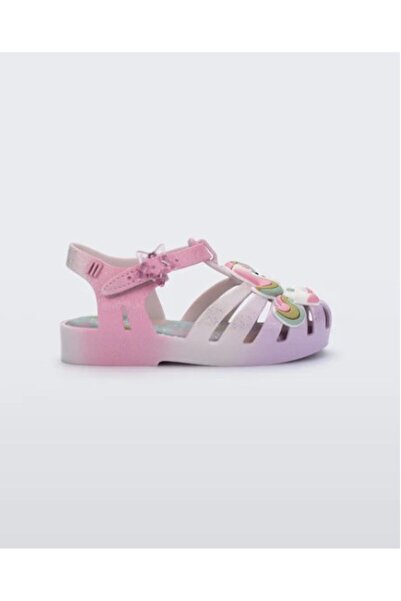 Mini Melissa Sandale cu sclipici cu unicorn pentru fete 22-27 VIOLET-ALB