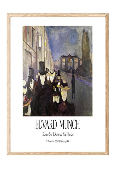 Postifull Edvard Munch - Veče na Karl Johan aveniji, slika u drvenom okviru, ...