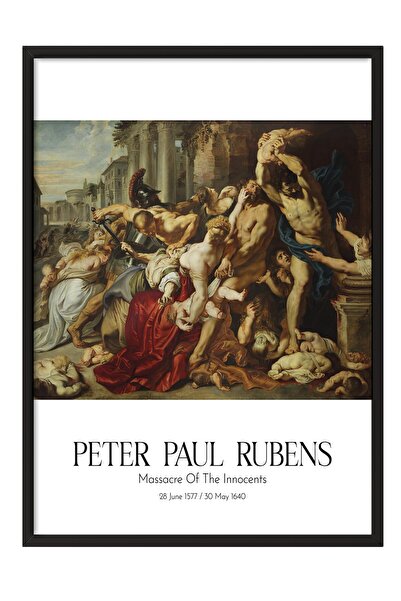 Postifull Peter Paul Rubens - Masakr nevinih, slika u crnom okviru, umetnička...