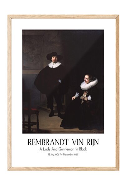 Postifull Rembrandt Vin Rijn - Dama i džentlmen u crnom, slika u drvenom okvi...