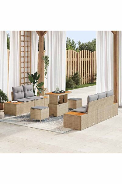 vidaxl Set de canapele pentru gradina 8 pcs Bej poliratan