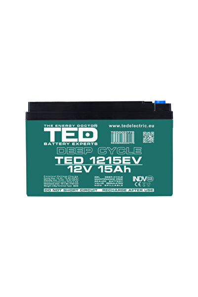 TED Electric Acumulator bicicletă electrică / scuter electric mic 12V 15Ah, echivalent 6-DZF-12 / 6-DZM-12