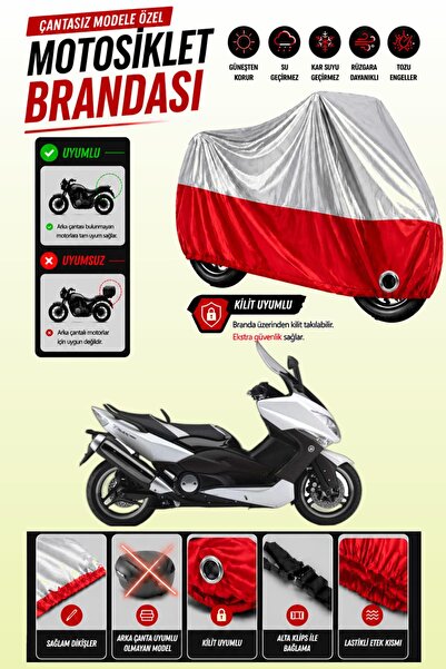 Cemku Twin غطاء محرك ياماها Tmax 500 باللون الرمادي من الأعلى والأحمر من الأس...