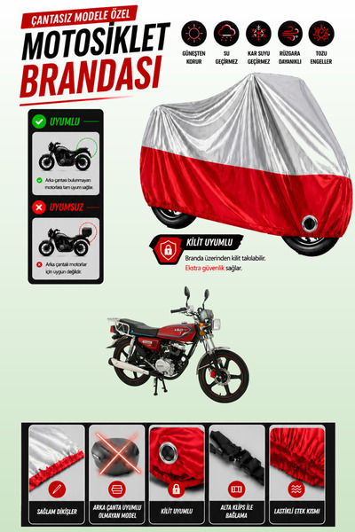 Cemku Twin غطاء محرك متوافق مع Abush CGA 125i باللون الرمادي من الأعلى والأحم...
