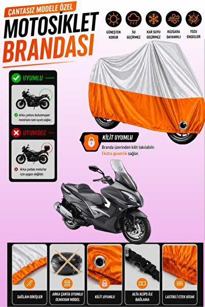 Cemku Twin غطاء محرك متوافق مع Kymco Xciting 250i باللون الرمادي من الأعلى وا...