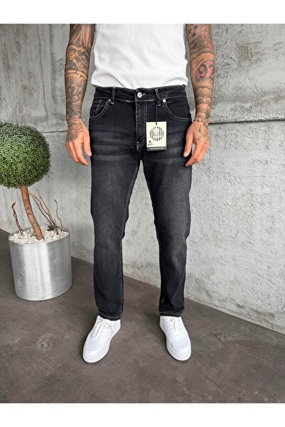 KağanKY White Stitched Smoked Stonewashed Lycra Regular Fit Jeans