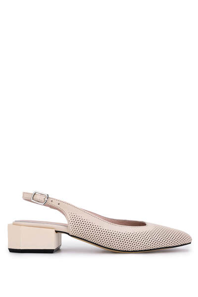 Tamer Tanca Women's Genuine Leather Beige Heeled Shoes