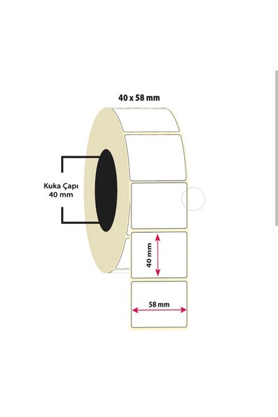 58x40mm Terazi Etiketi | 1 RULO | 500 Sarım | Ribonsuz | Perakende, Market | Yapışkanlı