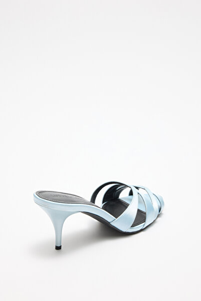 LUTVELIZADE Heels 2623 - Baby Blue Satin Women's Heels with Thin Cross Straps
