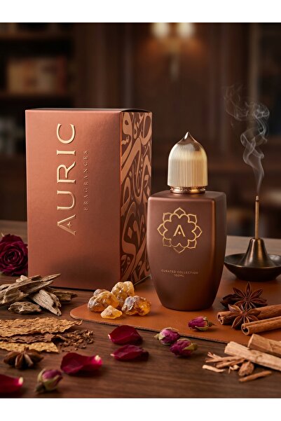 AURIC عطر عود نقي EDP – 100 مل عطر نيش جريء للجنسين – عود معدني، جلد وتبغ