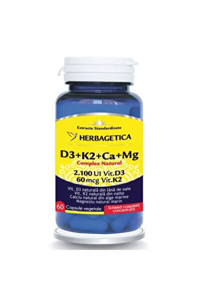 herbagetica Complex D3+K2+Ca+Mg, 60 capsule vegetale