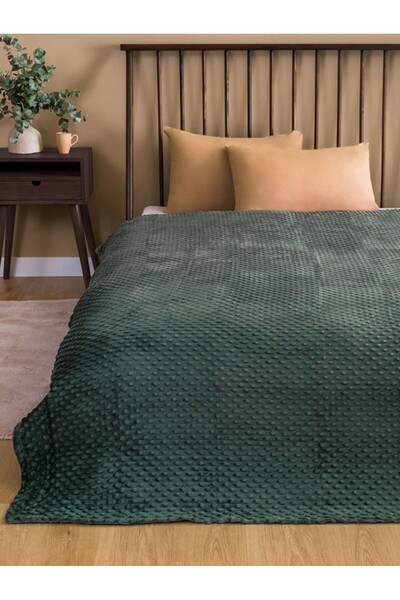 LC Waikiki LCW HOME Haki Tomurcuk Desenli Welsoft Çift Kişilik Battaniye 200x...